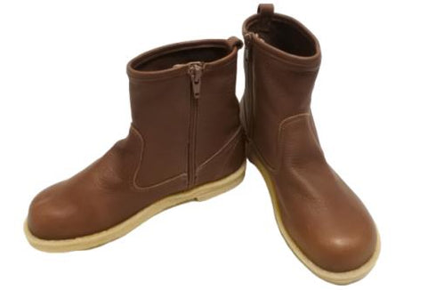 【かぼちゃの馬車 CA-52 ブラウン】本革コンフォートサイドジップショートブーツ